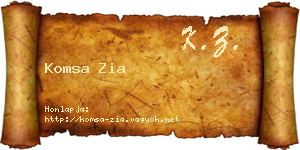 Komsa Zia névjegykártya